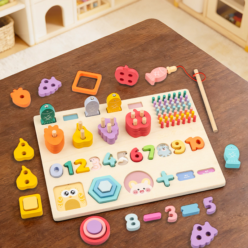 Woodworking For Kids - لوح لوغاريتمي خشبي متعدد الوظائف، ألوان،